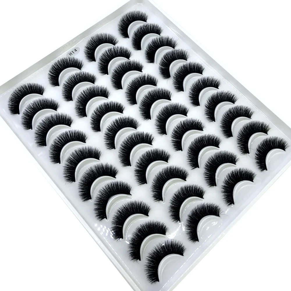 AMSDCN Neu 20 Paar natürliche lange 3D-Nerzwimpern, künstliche Wimpern, Make-up-Set, Nerzwimpern, Wimpernverlängerung, kurze Wimpern