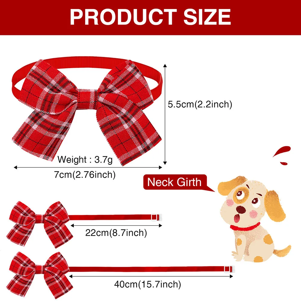 50/100PCS Plaid Bows Dog Bowtie Cotton Cute Pet Dog Bow Tie Neckties For Dogs Grooming Pet Accessories For Small Dogs Cats