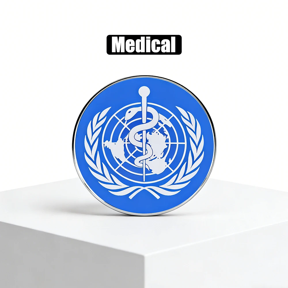 Medical Health Organization Enamel Button Caduceus Brooch Pin Medicine Nursing Jewelry for Doctor Nurse Lapel Badge Gifts