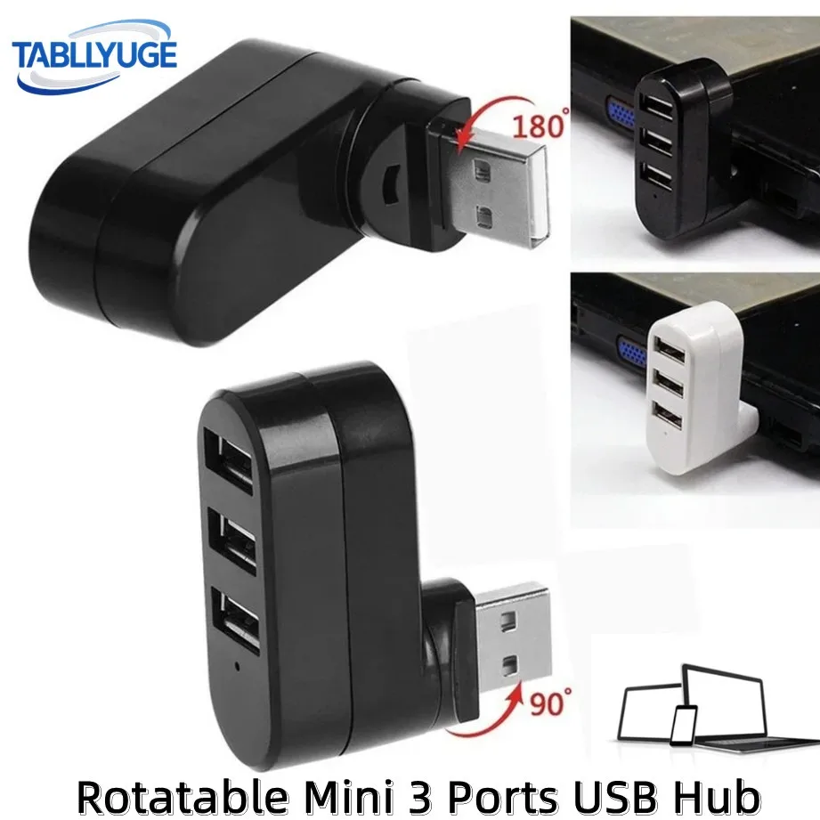 USB Hub 2.0 Adapter Rotatable Splitter 3 Ports USB 2.0 Multiple Expander Splitter For Computer PC Laptop U Disk Mini Accessories