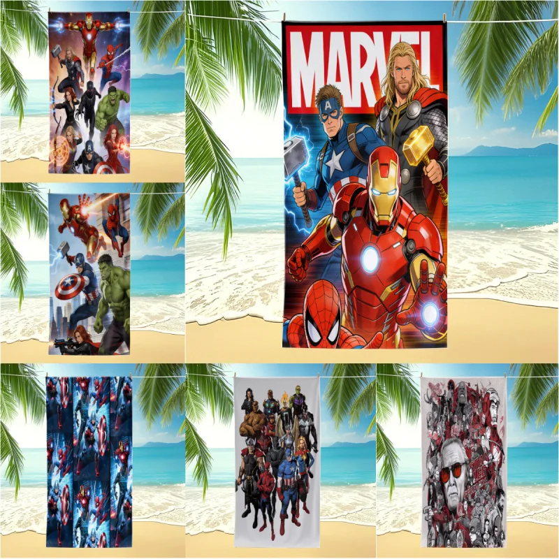 Toalla de playa de microfibra de superhéroes de Los Vengadores, toalla de piscina súper absorbente, manta de toalla de baño para acampar, regalo perfecto para niños