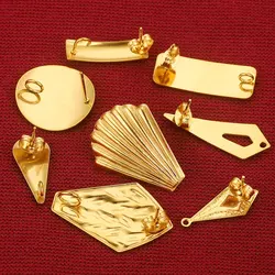 10pcs Lot Stainless Steel Gold Earrings Circle Hooks Posts Earrings Base  Back for DIY Jewelry Making Supplies Wholesale Bulk