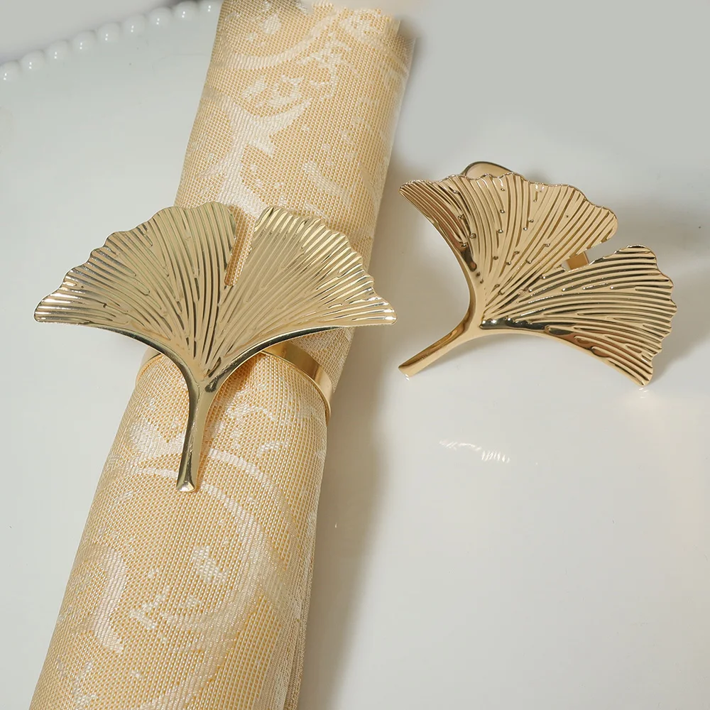 3/5pcs Ginkgo Biloba Napkin Ring Buckle for Wedding Party Mother’s Day Celebrate Festival Dinner Table Decoration