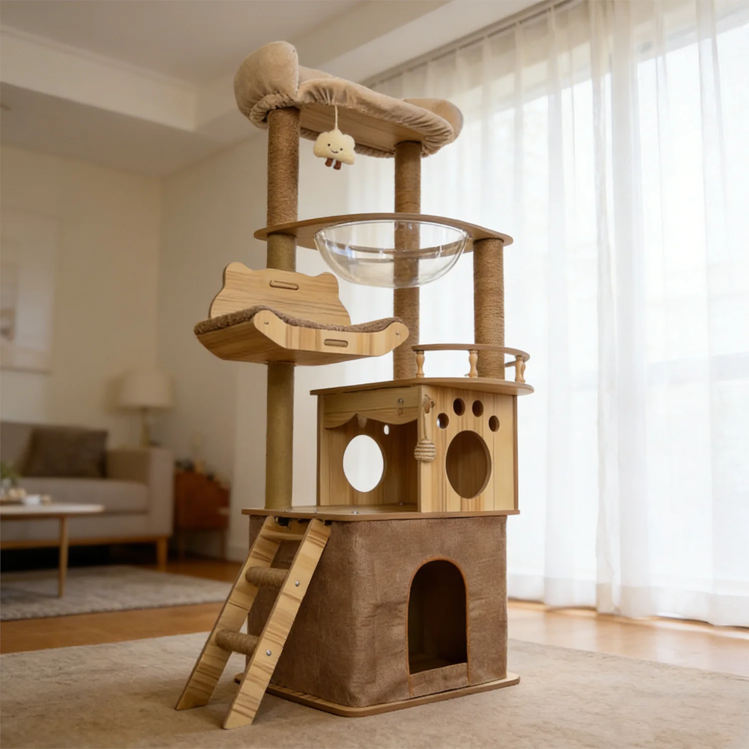 Cat climbing frame cat nest integrated space capsule jumping platform home cat tree toy