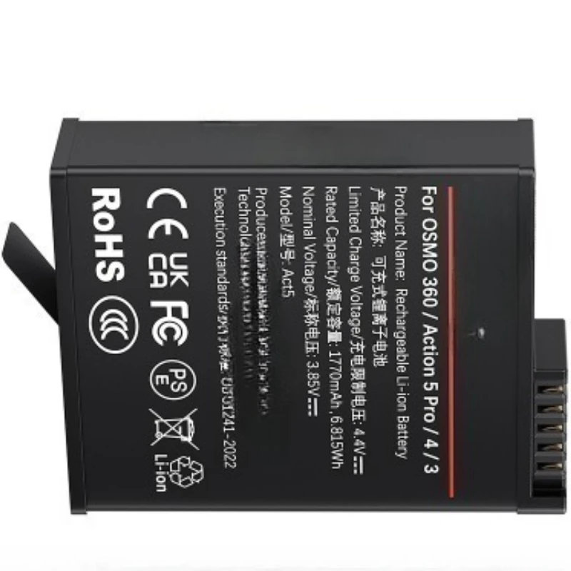 بطارية كاميرا رقمية عالية الجودة بقدرة 1770 مللي أمبير في الساعة لملحقات وأجزاء DJI OSMO360/Action 5Pro/4/3 متوفرة في المخزون