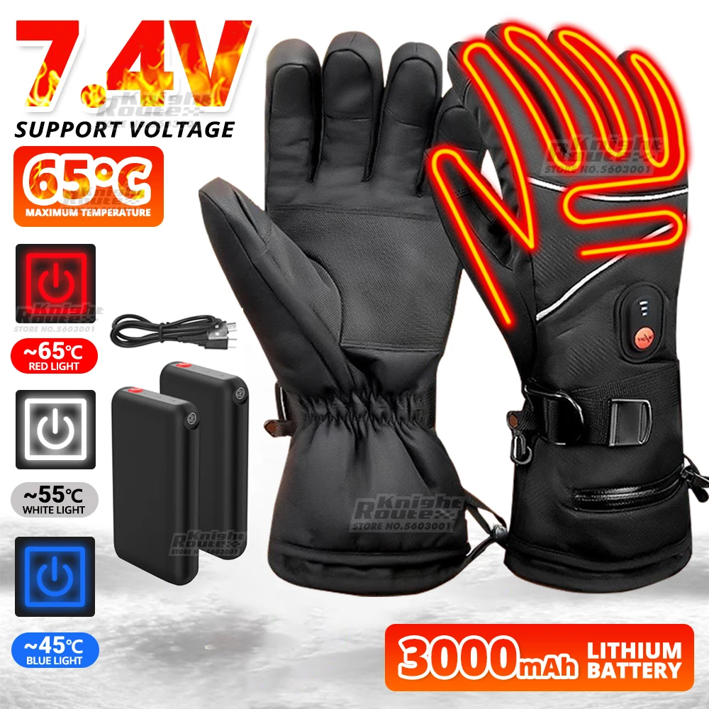 Winter Heated Gloves Men's Women's Touch Waterproof Skiing Screen Gloves Warm Electric Ski Heated Gloves Camping Fishing  Hike