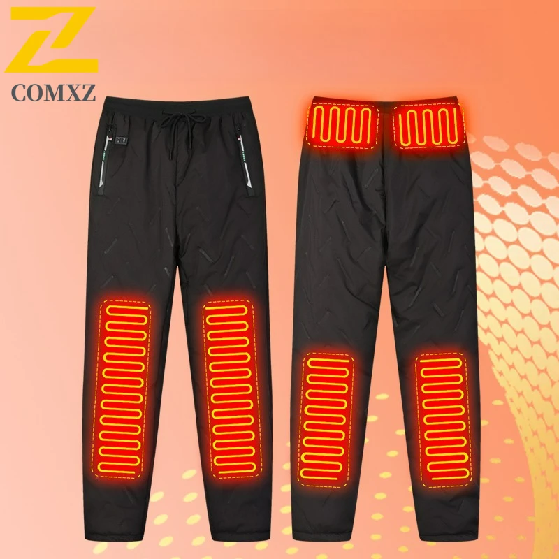 

COMXZ 10-zone Heated Pants Men Women USB Electric Heating Trousers Windproof Winter Outdoor Intelligent Heating Assault Pants