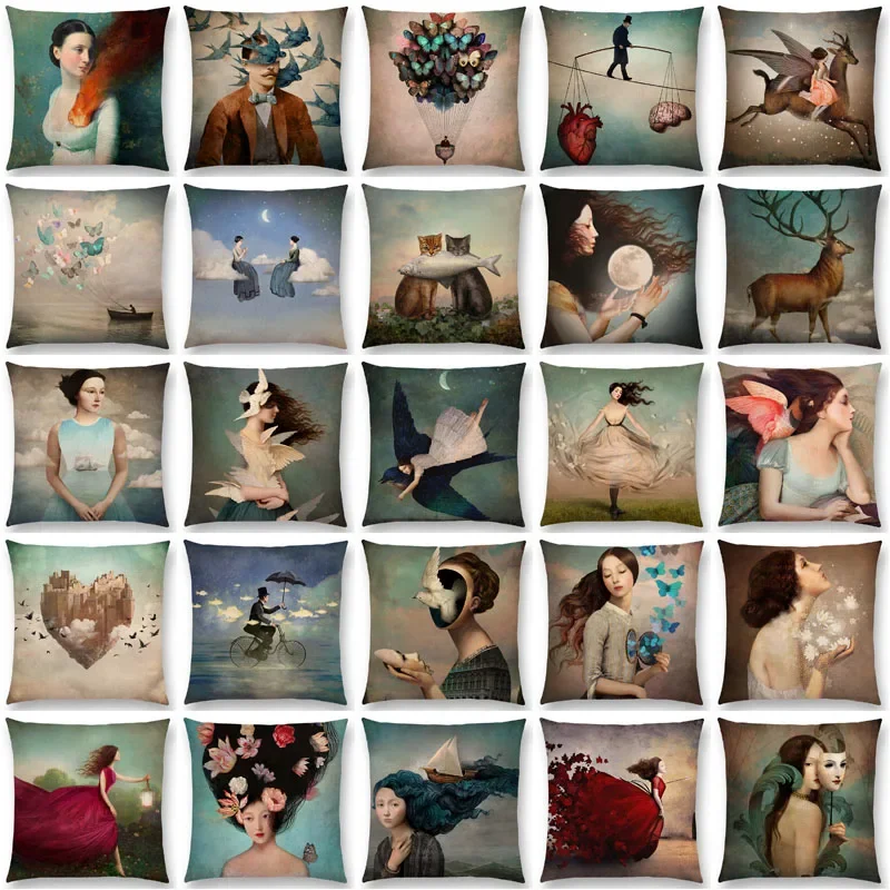 Pillow cover 40x40 Pillow cases 50x50 Shakespeare fantasy painting heart sea cushion throw sofa pillow cover