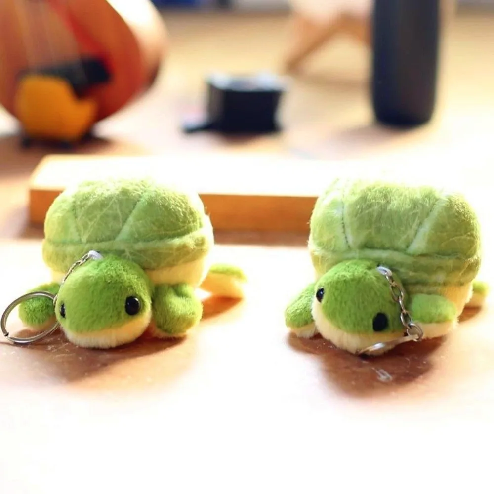 Vegetable Texture Purtle Plush Keychain Animal Cotton Plush Turtle Key Ring Cartoon Soft Green Turtle Doll Key Ring Bag Pendant