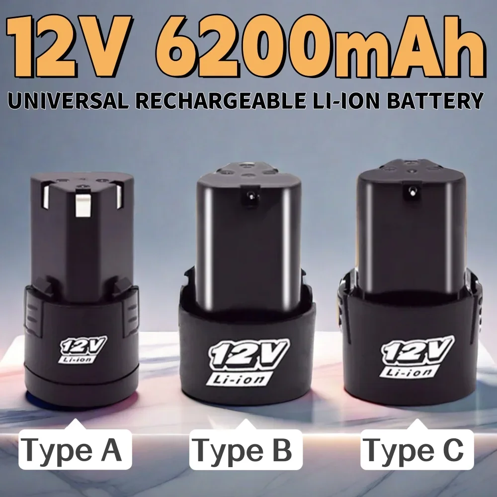 

High Capacity 12V 6200mAh Universal Rechargeable Battery for Power Tools Electric Screwdriver Electric Drill Li-ion Battery