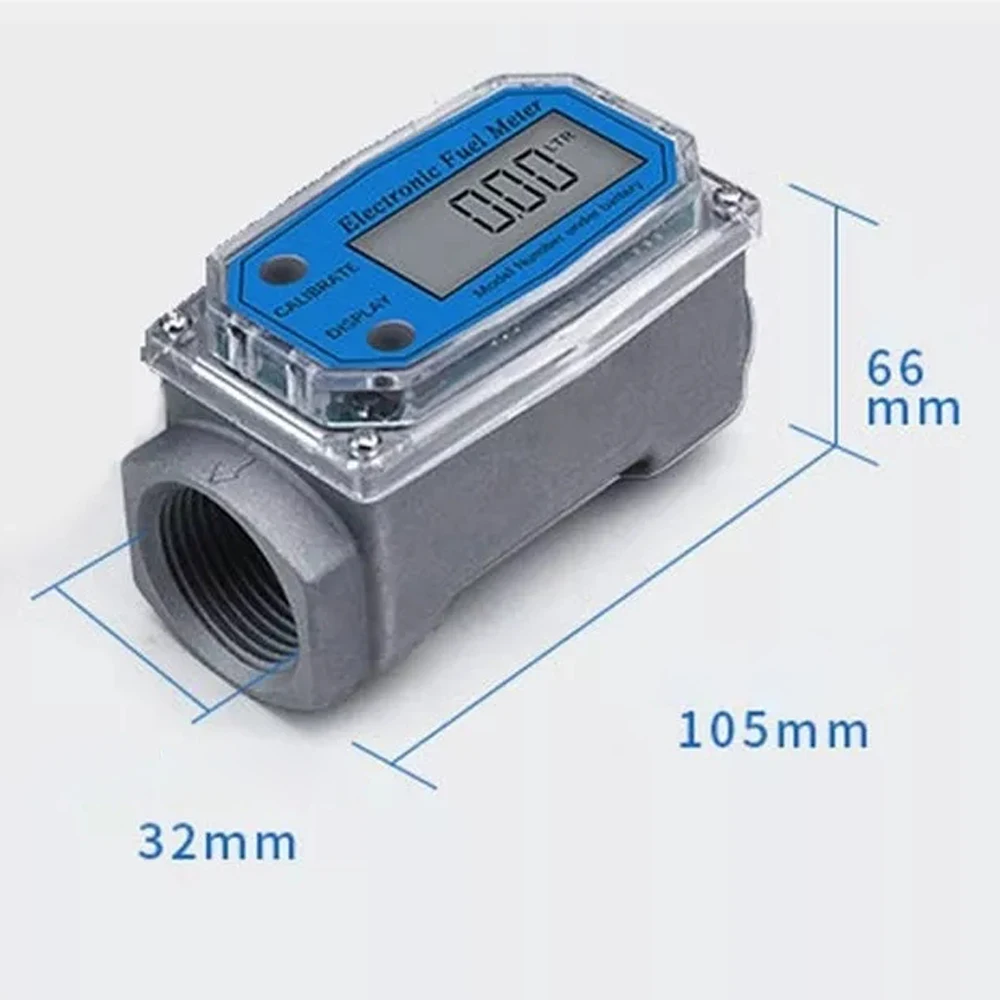 1 Inch Turbines FlowMeter LCD Digital Flowmeter 10-100LPM ±1% Accuracy for Diesel Gasoline Kerosene Methanol Water