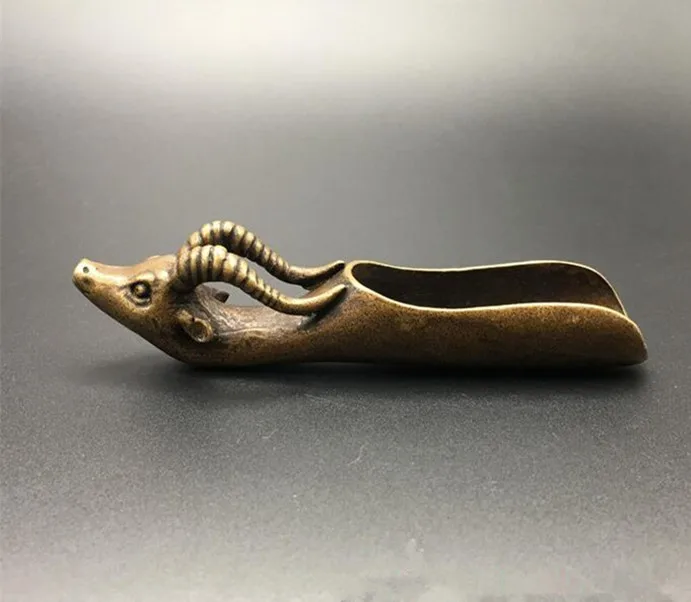 Chinese pure brass sheep head Coffee spoon tea spoon crafts