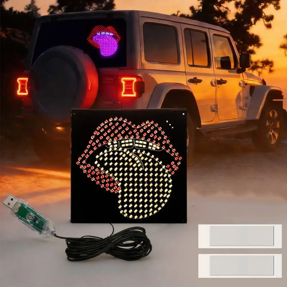 Dynamic Car LED Decorative Lights Self-adhesive Creative Lip Tongue Car Light Night Driving Safety Universal Auto Display Lights