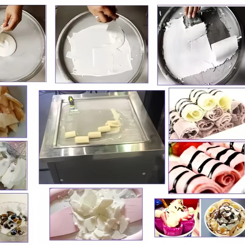 حار بيع معدات لفة الآيس كريم آلة الزبادي المقلي آلة الآيس كريم لفة