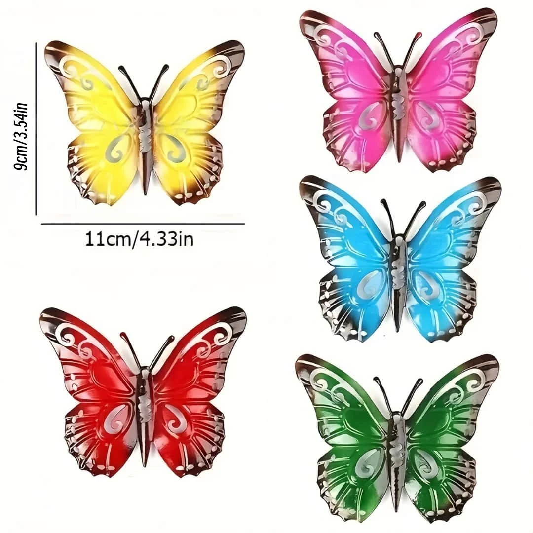 5Pcs Colorful Metal Butterfly Wall Decor Mini Iron Butterfly Ornaments for Garden Patio Bedroom Wall Art