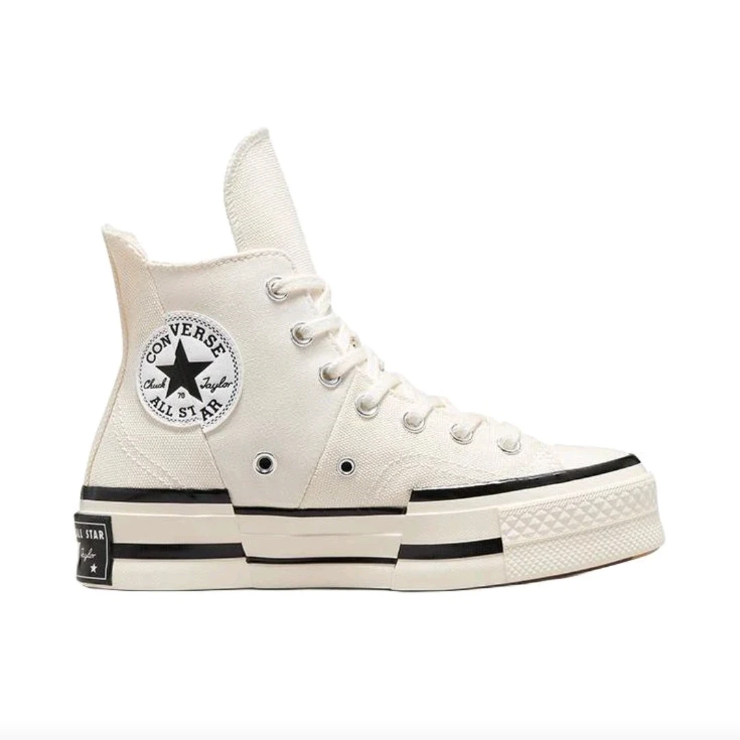 

Converse Chuck 70 Plus Men's and Women's Skateboarding Shoes, Chunky Sole, Impact Resistance Sneakers, White/Black