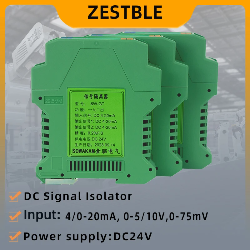 Multi-terminal DC Active Signal Isolator with DC24V AC220V 4-20mA 0-20mA 0-10V 0-5V Output Signal High Accuracy Isolator