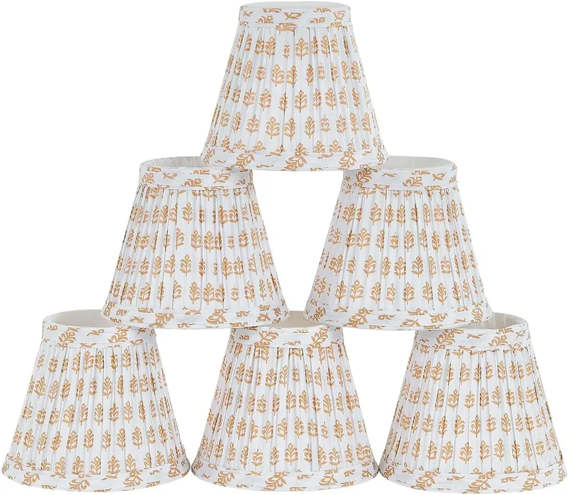 

Chandelier Shades Set Of 6,Mini Lamp Shade 3" Top x 5.5" Bottom x 4.7" Slant ,Small Lamp Shades Clip On Bulb,Pleated Cha