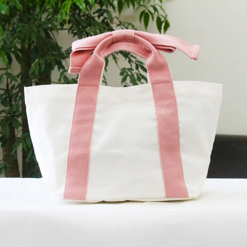 Custom  Simple Solid Color Small Canvas Women's Bag Handbag Cute 2022 Canvas Bag Student Lunch Bag Bento Bag