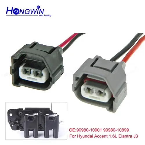 Conector de bobina de encendido de 2 pines con arnés de cables para Hyundai Accent 1.6L Elantra J3 Toyota Kia 90980-10901 90980-10899