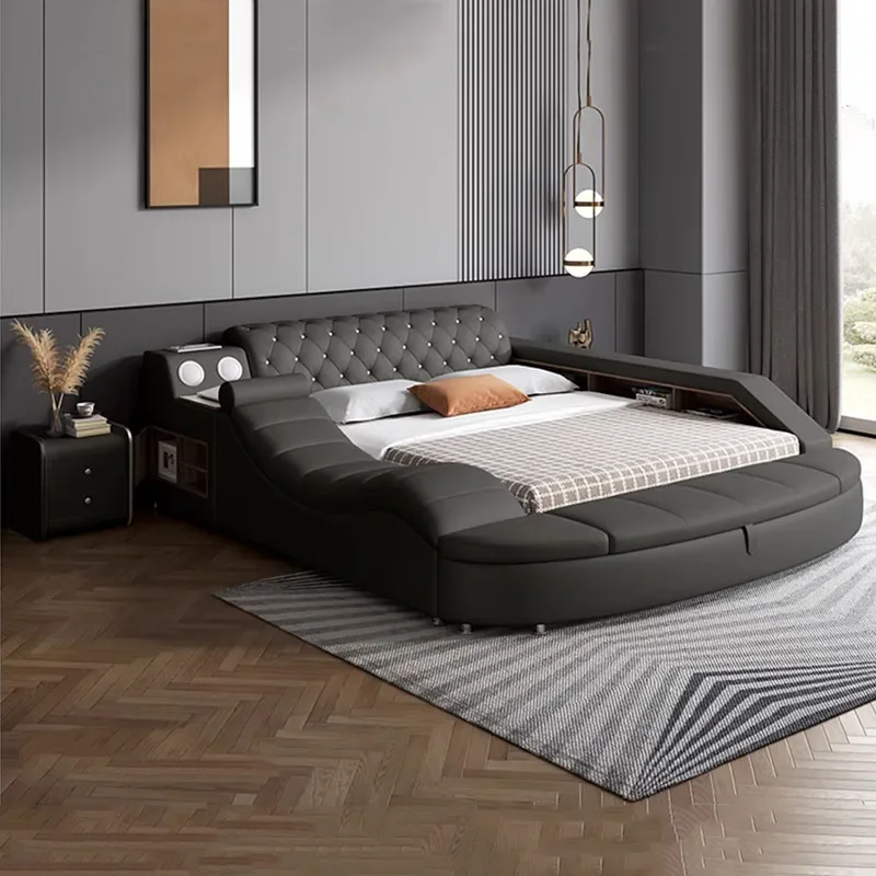 Multifonction Bedroom Bed Modern Electronic Queen Luxury Bed Couch Storage Space Somieres Y Marcos De Cama Bedroom Furniture