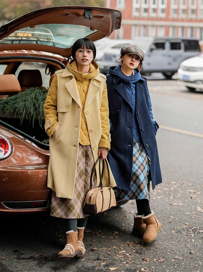 

Sally's Wardrobe Retro 90 White Du down Woolen Vest Windproof down Jaet Women's Faion Outerwear Winter Collection
