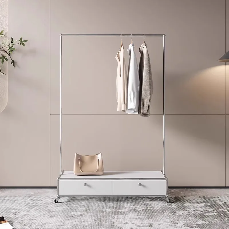 Modular cabinet coat rack simple floor type bedroom light luxury living room hanger with wheel movable household clothes rack