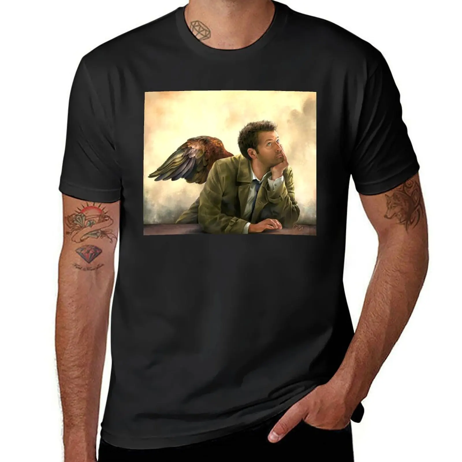Castiel Renaissance style T-Shirt blanks vintage summer tops mens champion t shirts