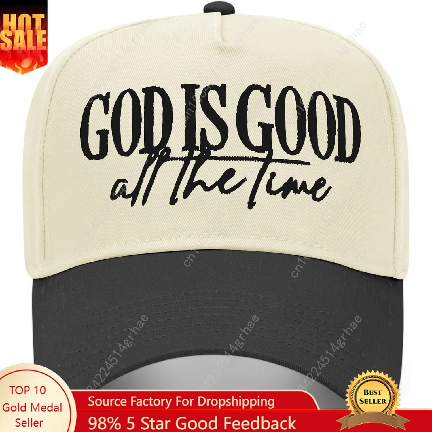 

God is Good All The Time Script Vintage Trucker Hat | Premium Snapback Baseball Hat for Men & Women