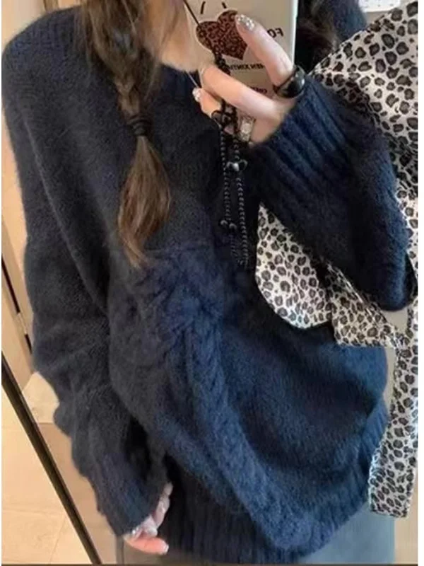 

Женский свободный вязаный свитер с длинными рукавами и узлом, осенне-зимняя новинка, универсальный, комфортный, теплый