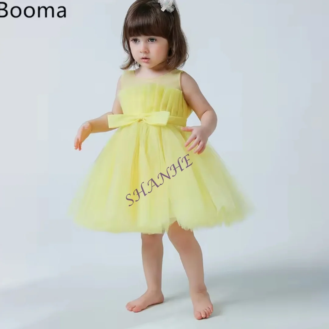 노란 꽃 소녀 드레스 결혼식 파티 드레스 어린이를위한 소녀 댄스 파티 드레스 꽃 맞춤형