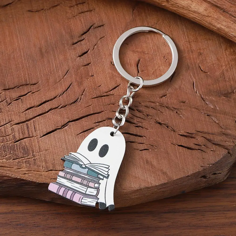 Lead-free Keychain Spooky Halloween Ghost Keychain Set Cartoon Ghost Holding Book Pendant Cute Funny Lightweight for Women for A