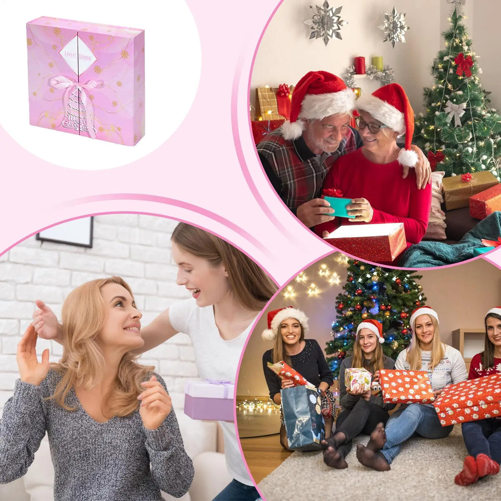 

Рождественский обратный отсчет, многоразовый держатель для конфет, складной 24-дневный рождественский обратный отсчет для детей, подростков, взрослых, мужчин, женщин, мальчиков и девочек