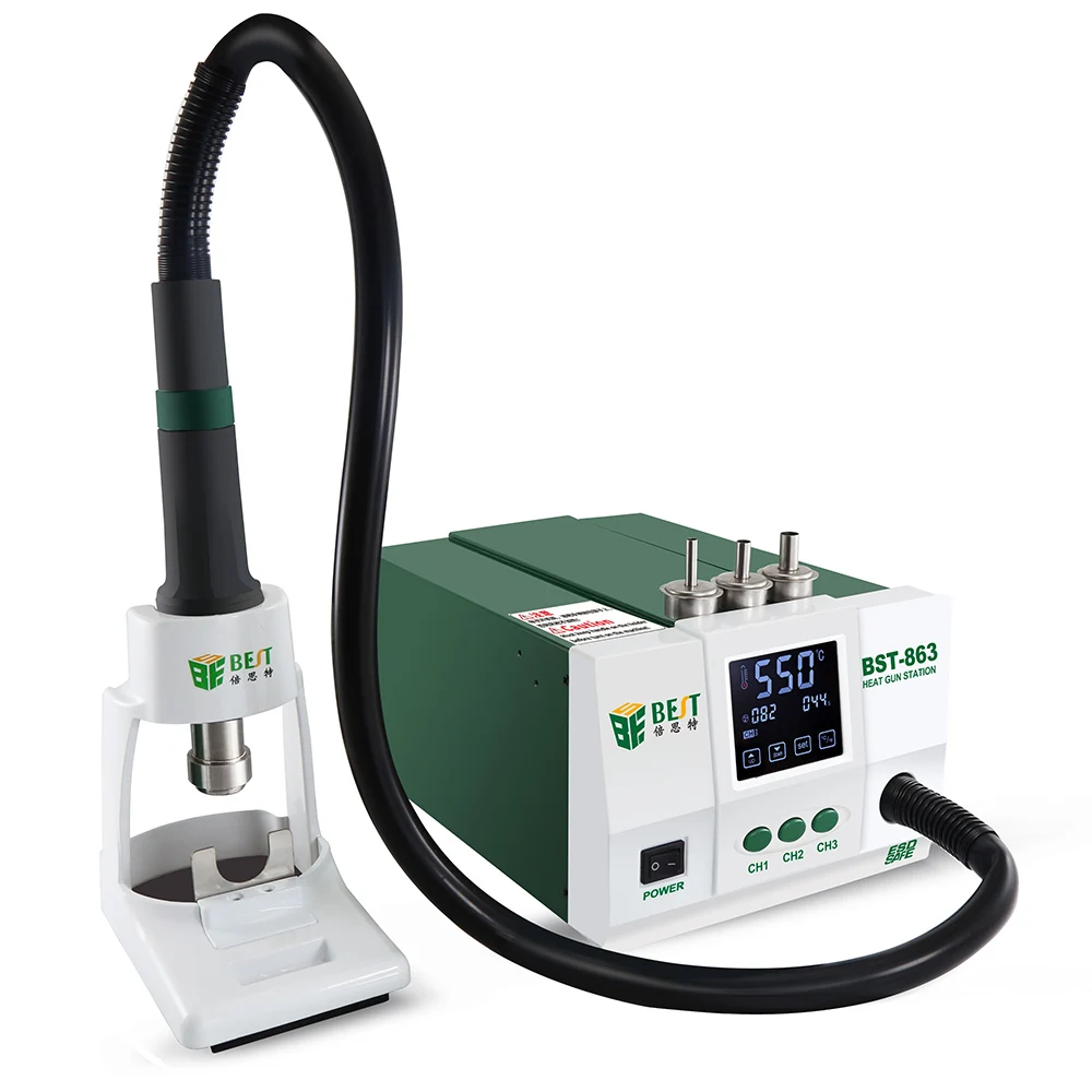 BST-863 Hot Air Gun Desoldering Station ดิจิตอลจอแสดงผล LCD Thermostat Anti-Static Hot Air Gun