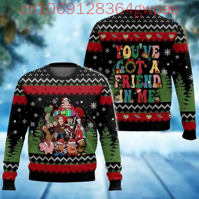 Disney Toy Story Movie Christmas Ugly Sweater Character Xmas Sweatshirt Woody Buzz Lightyear Santa Hat Shirt Magic Kingdom Gift