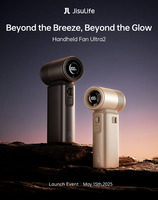 JISULIFE Handheld Fan Ultra 2, Powerful Turbo Jet Fan, 100 Speeds, 9000mAh Rechargeable Battery, LED Display, Outdoor Camping
