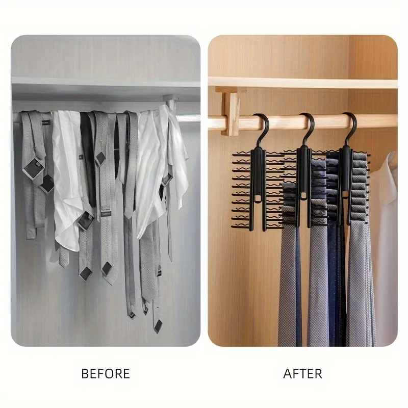 Tie Rack Organizer Multi-Functional Space-Saving Closet Storage Solution Tie Hanger Belt Organizer Durable Plastic Holds