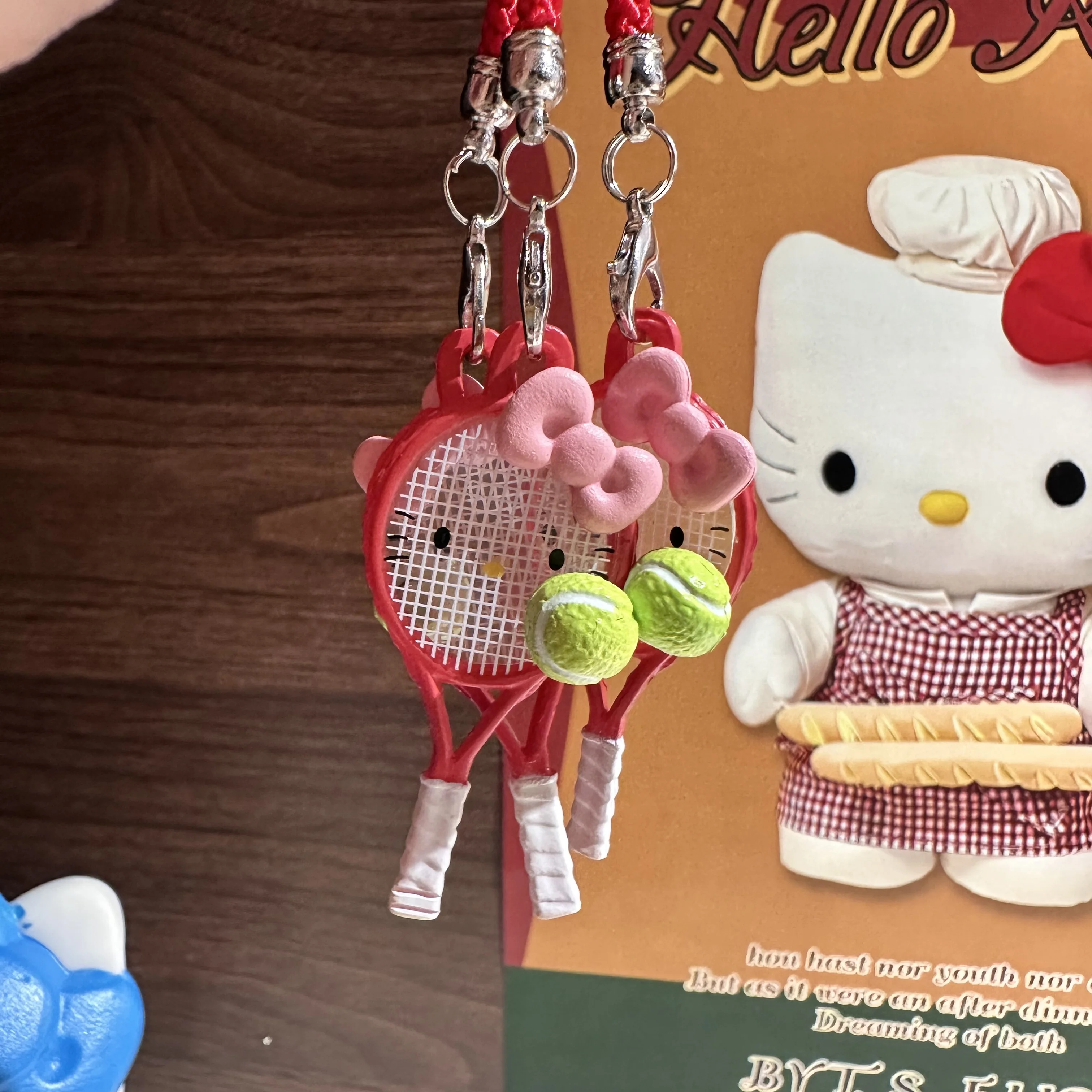 Kawaii Hello Kitty Keychain Tennis Racket Sports Shoes Boxing Gloves Phone Rope Pendant Bags Accessories Gift For Women Girls
