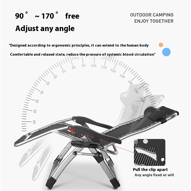 كرسي مكتب قابل للطي، كرسي جلوس ونوم 2 في 1 للقيلولة، سرير خفيف الوزن موفر للمساحة، إطار معدني قوي #2