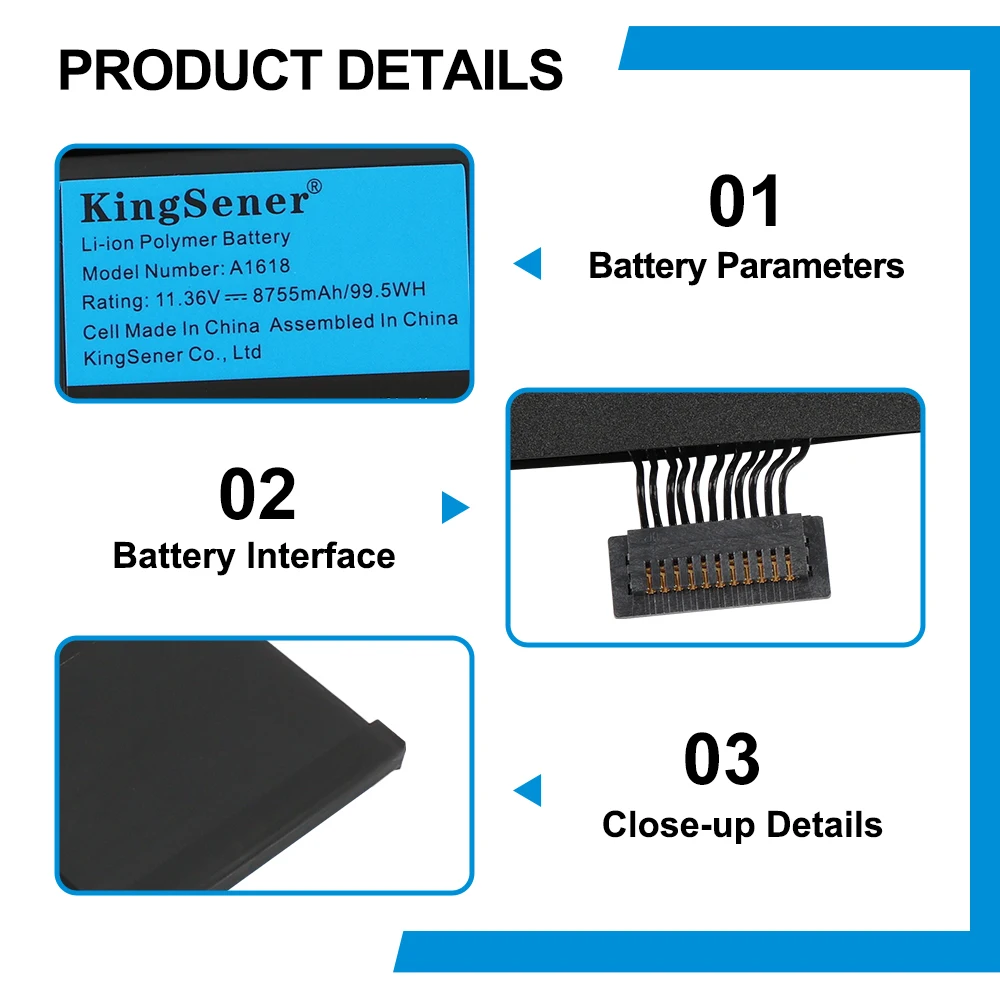 KingSener A1618 11,36V 99,5Wh Akku für Apple MacBook Pro 15" Retina A1398 Baujahr 2015 020-00079 MJLQ2LL/A MJLT2LL/A mit Werkzeugen – Detail 5