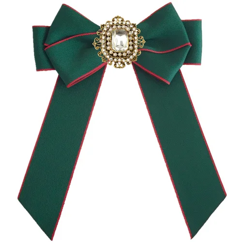 Broche de pajarita de estilo clásico Retro para mujeres y niñas, alfileres de pajarita de perlas con diamantes de imitación y flores para cuello de camisa blanca coreana británica a la moda