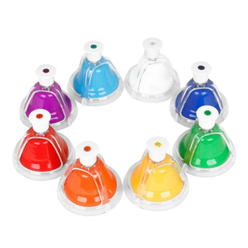 8Pcs Hand Clocks Set, Diatonic Hand Clocks Hand Bell Set Bells Percussion Music Gift Toy Children's Melody Handbells Toy