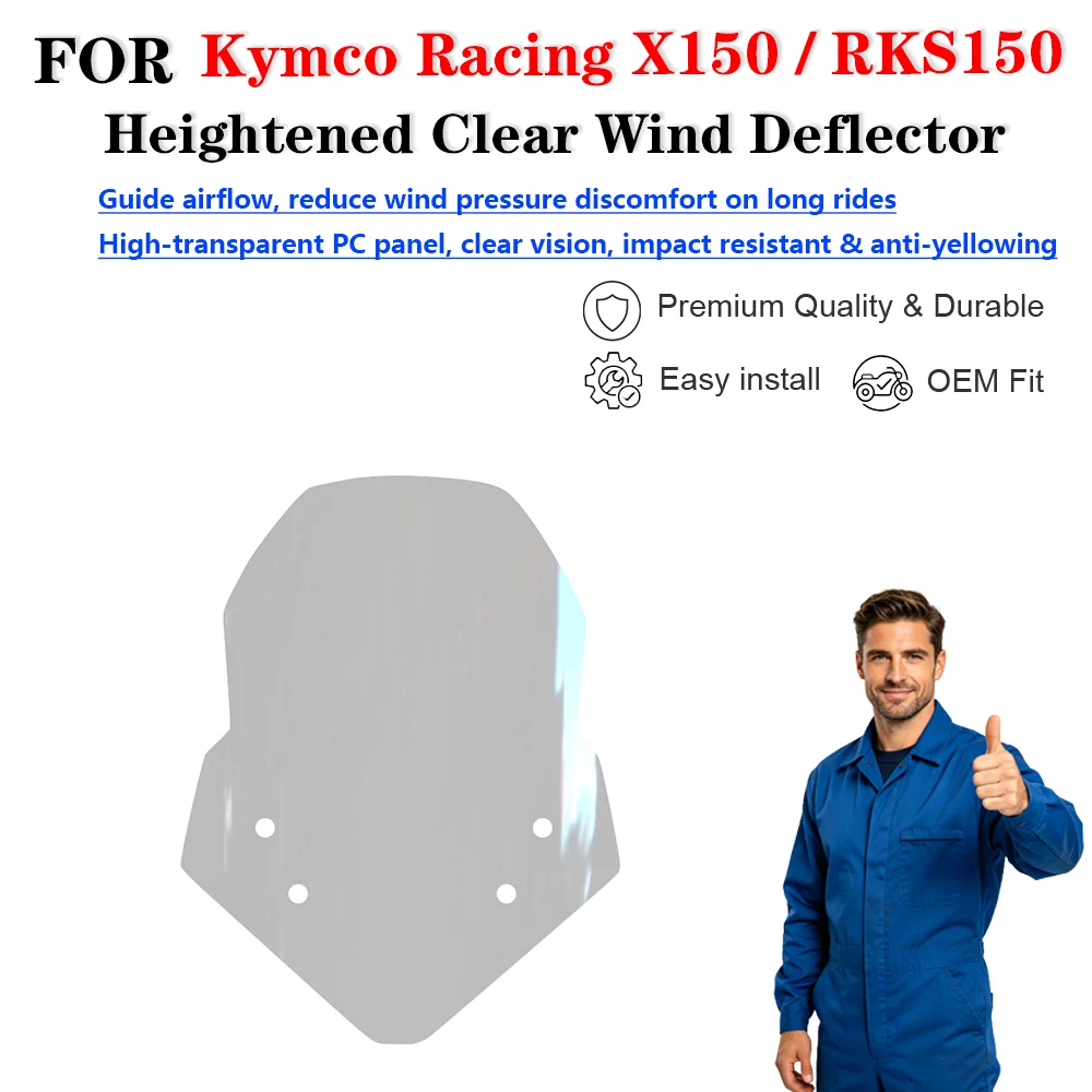 Modified Heightened Clear Wind Deflector Accessories For Kymco Racing X150 RKS150 Scooter