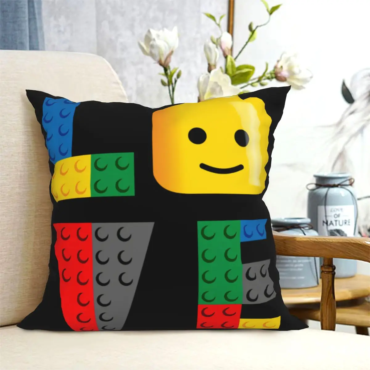 Custom Legos Love Parody Quality Oldskool Artwork Pillowcase Throw Pillow Cover Printed Ultra Soft Cushion Cover