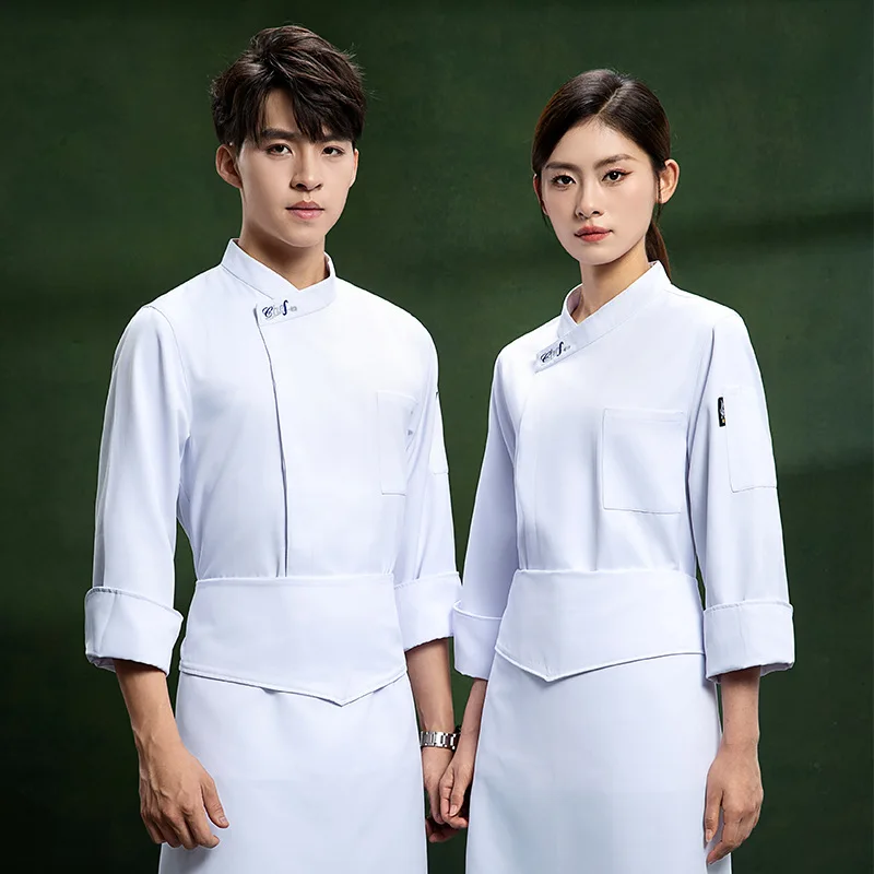 シェフジャケット ホワイト 厚手 長袖 大きいサイズ ホテル レストラン キッチン ウェイター ユニフォーム