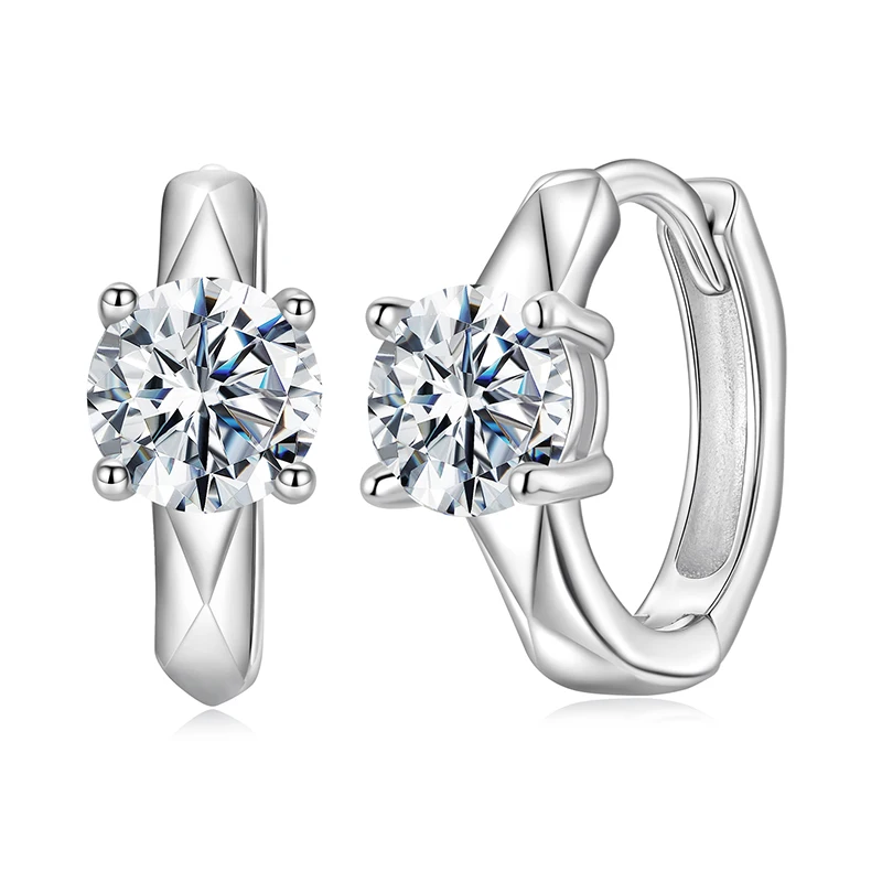 BAMOER 0.5CT スパークリングモアッサナイトフープイヤリング Geometri BAMOER 0.5CT スパークリングモアッサナイトフープイヤリング Geometri