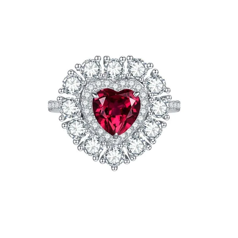 

ZFSILVER 925 серебро модный роскошный тренд 1.2ct культивированный драгоценный камень красное кольцо в форме сердца очаровательное женское ювелирное изделие для свадебной вечеринки подарок R3-0131