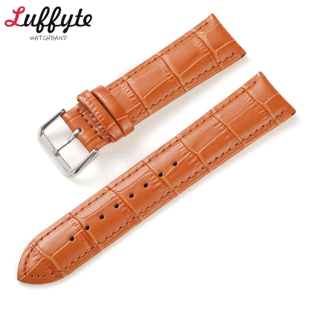 Bamboo Grain Pattern Genuine Leather Strap 18mm 20mm 22mm 24mm Universal for Men Women Business Watch Cowhide Watchband