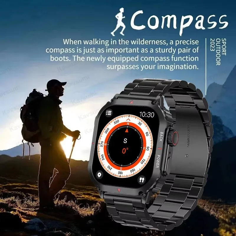 New For Xiaomi Huawei Military Smart Watches Men Outdoor GPS Sports Fitness Tracker Health Monitor BT Call NFC Smartwatch 2024