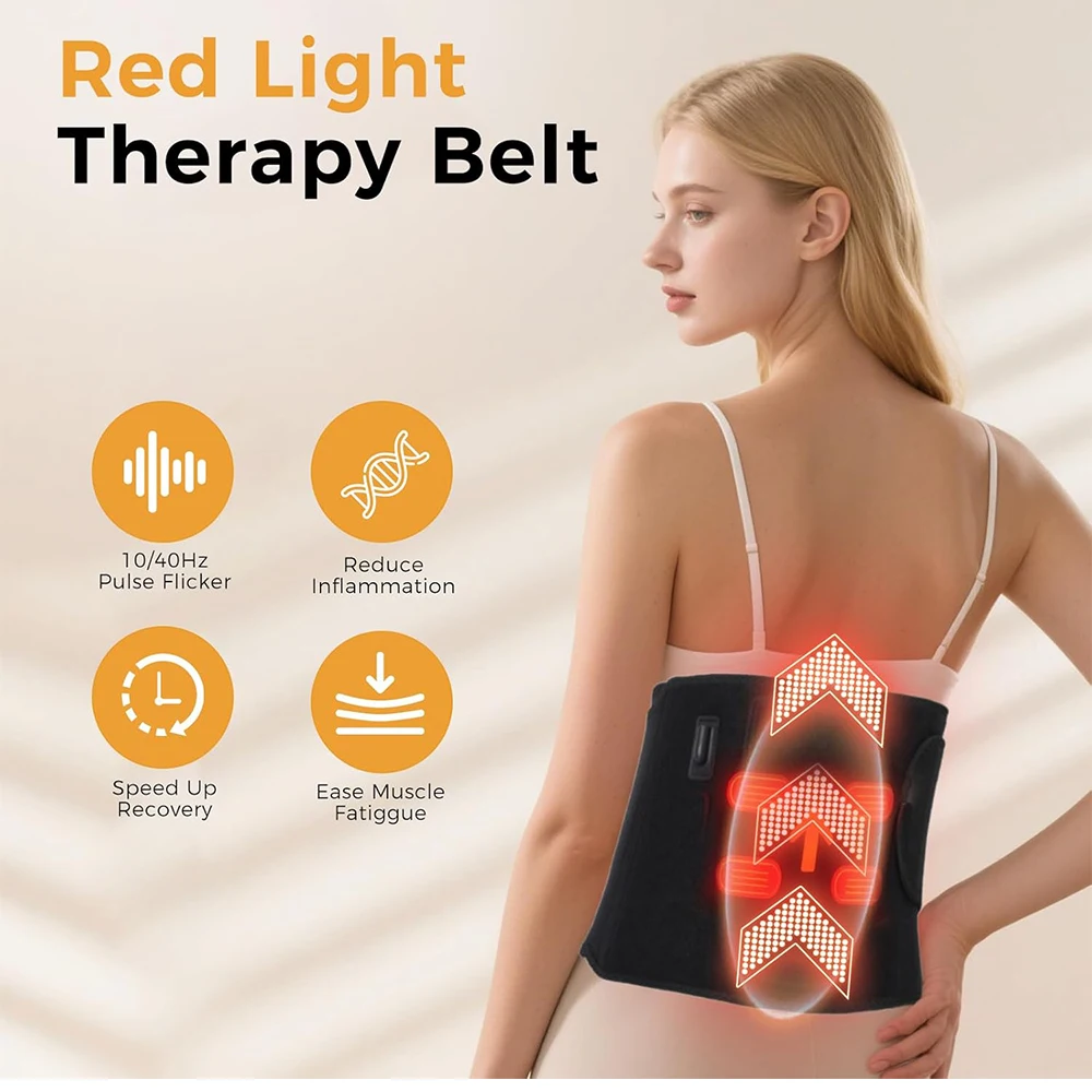 Immagine 7: Cintura per Terapia a Luce Rossa e Infrarossa 660nm 850nm con 210 LED per Corpo, Schiena e Vita con Timer